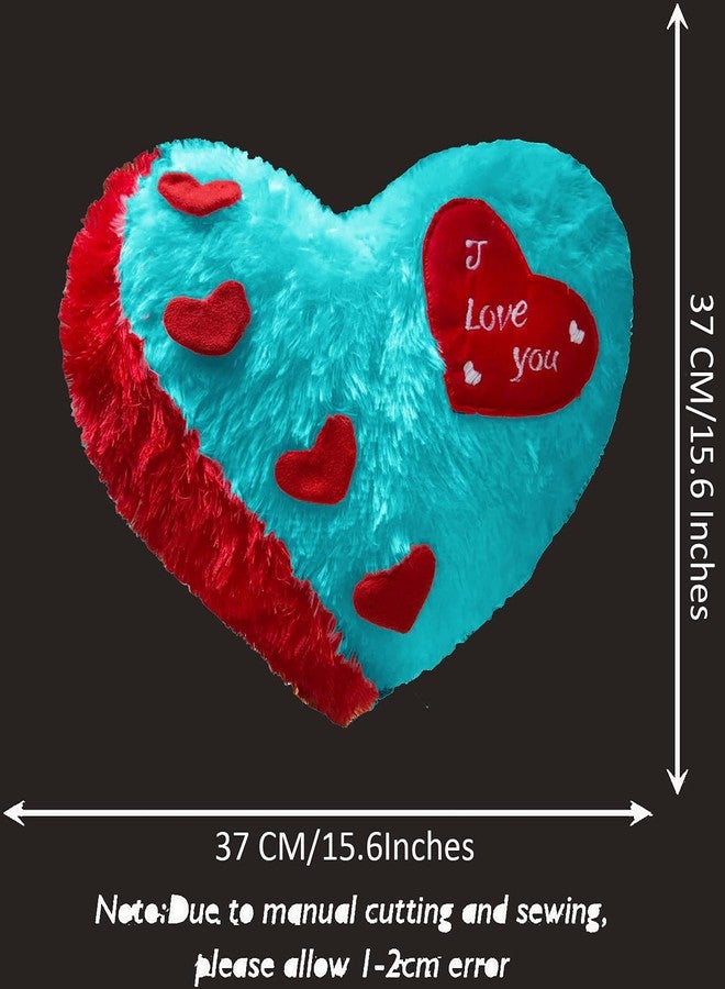 PICKKART Love Heart Shape Soft Plush Pillow, Gift for Valentine Day Someone Special, Size : 37 cm X 30 cm (Light Blue) - Image 2